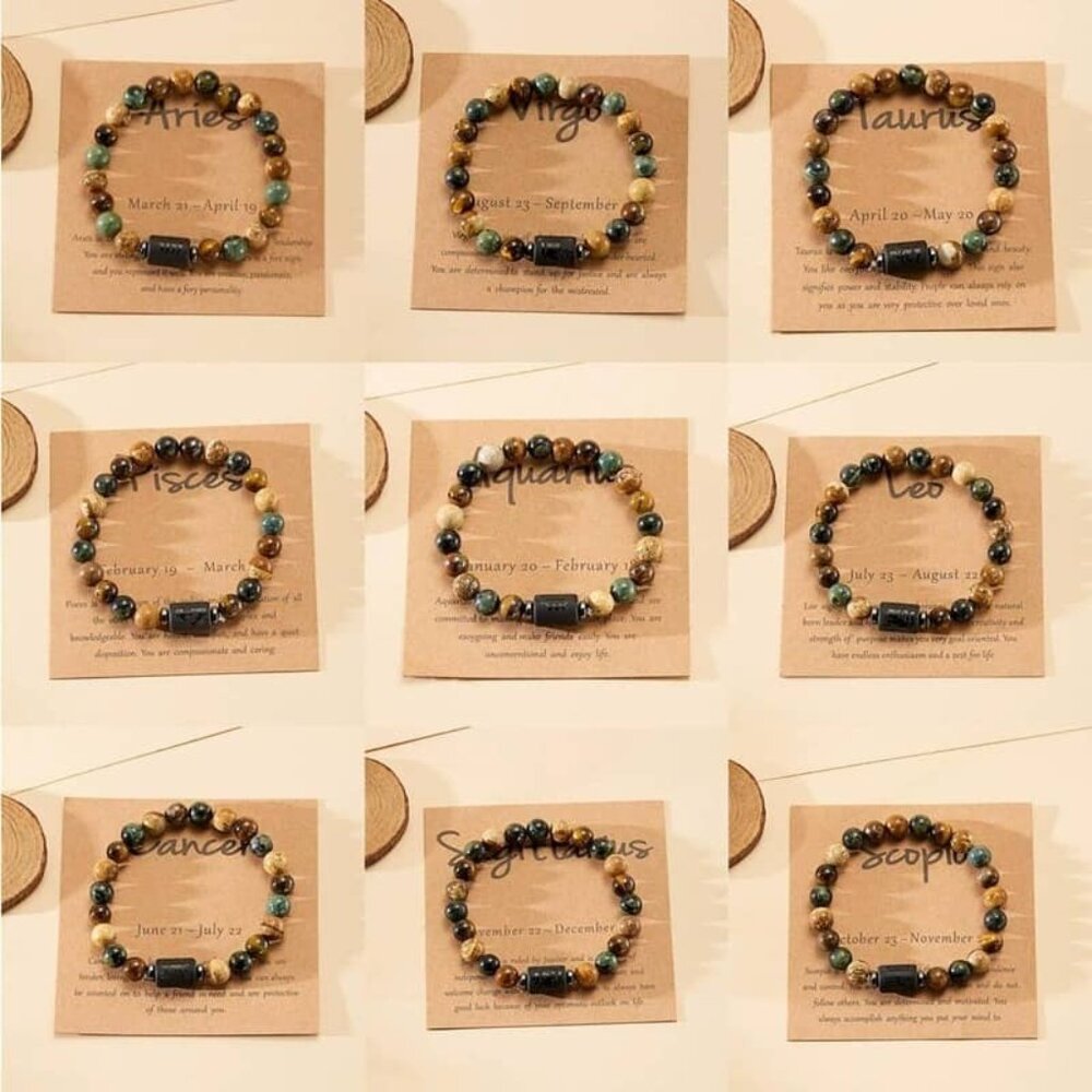 ✨ Tiger's Eye Zodiac Sign Bracelet ♍️ 12 Constellation Gemstone Jewelry